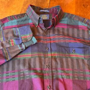 Pendleton Button Down Mens L‎ Multi LOBO Plaid Wool Blend Long Sleeve Shirt USA